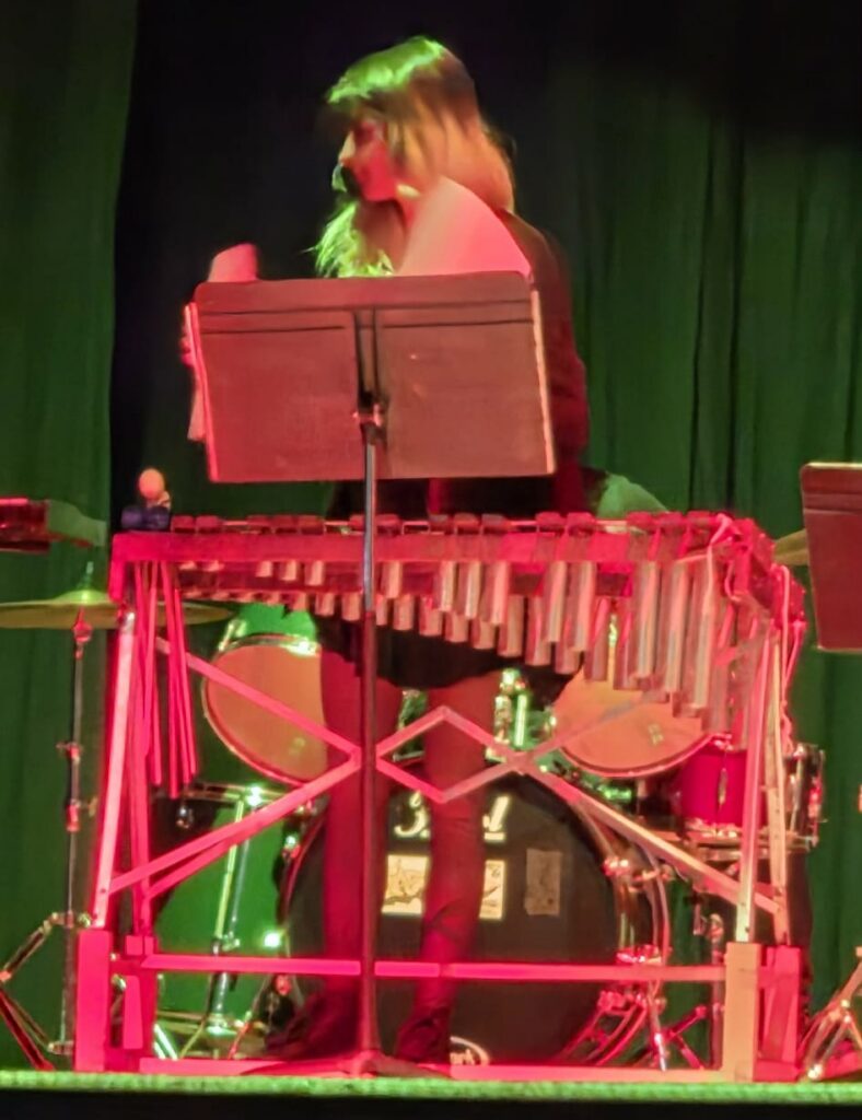 A photo of Echo playing in a band.