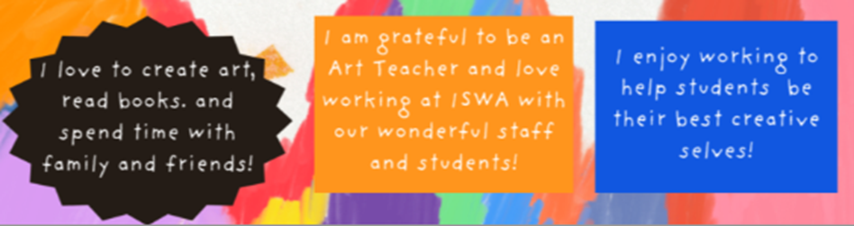 Decorated quotes from students about the high school art club.