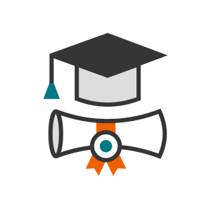 Icon of a graduation hat and a diploma