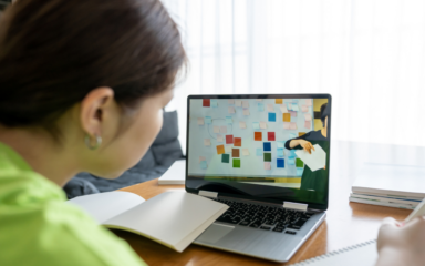 girl looking virtual class