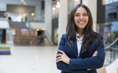 business girl smiling