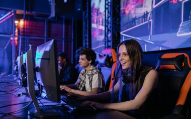 people playing videogames