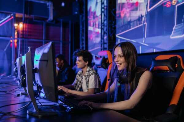 people playing videogames